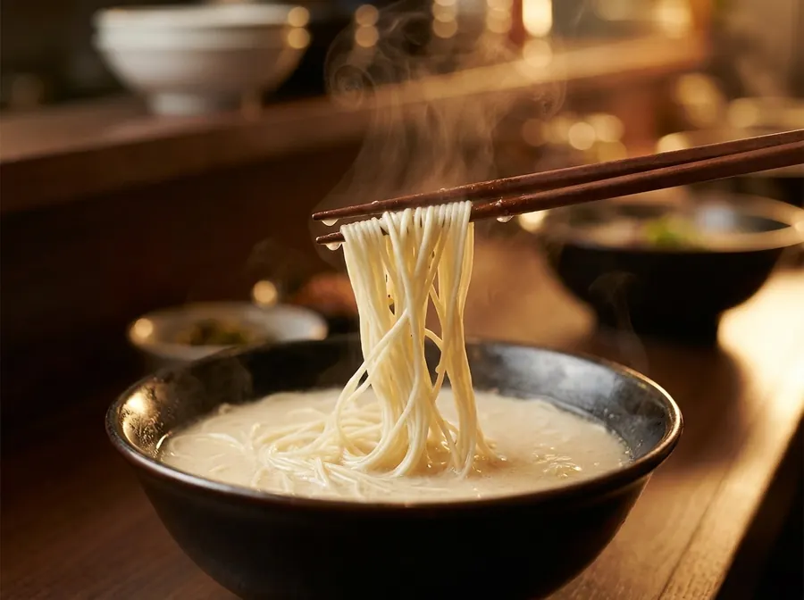 細麺の箸上げ